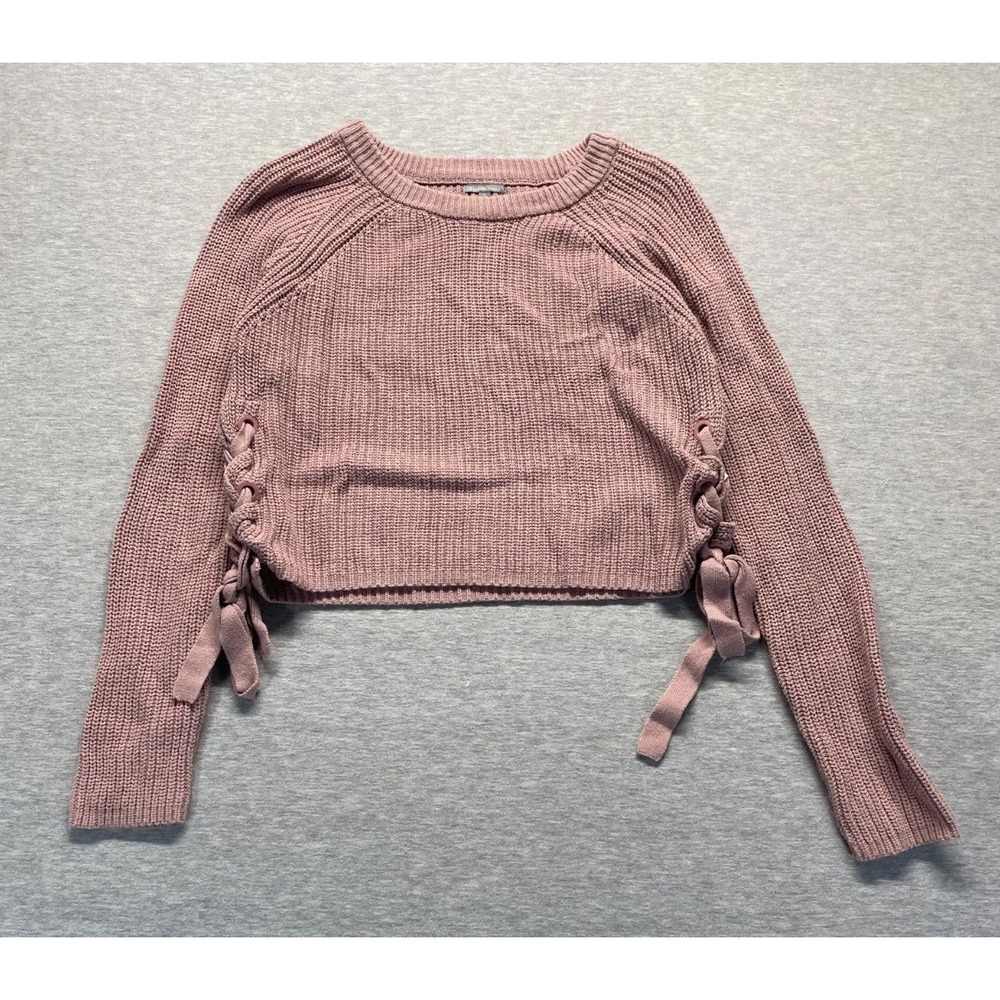 Charlotte Russe Sweater Womens S Dusty Pink Chunky Knit Raglan Sleeve Side Tie
